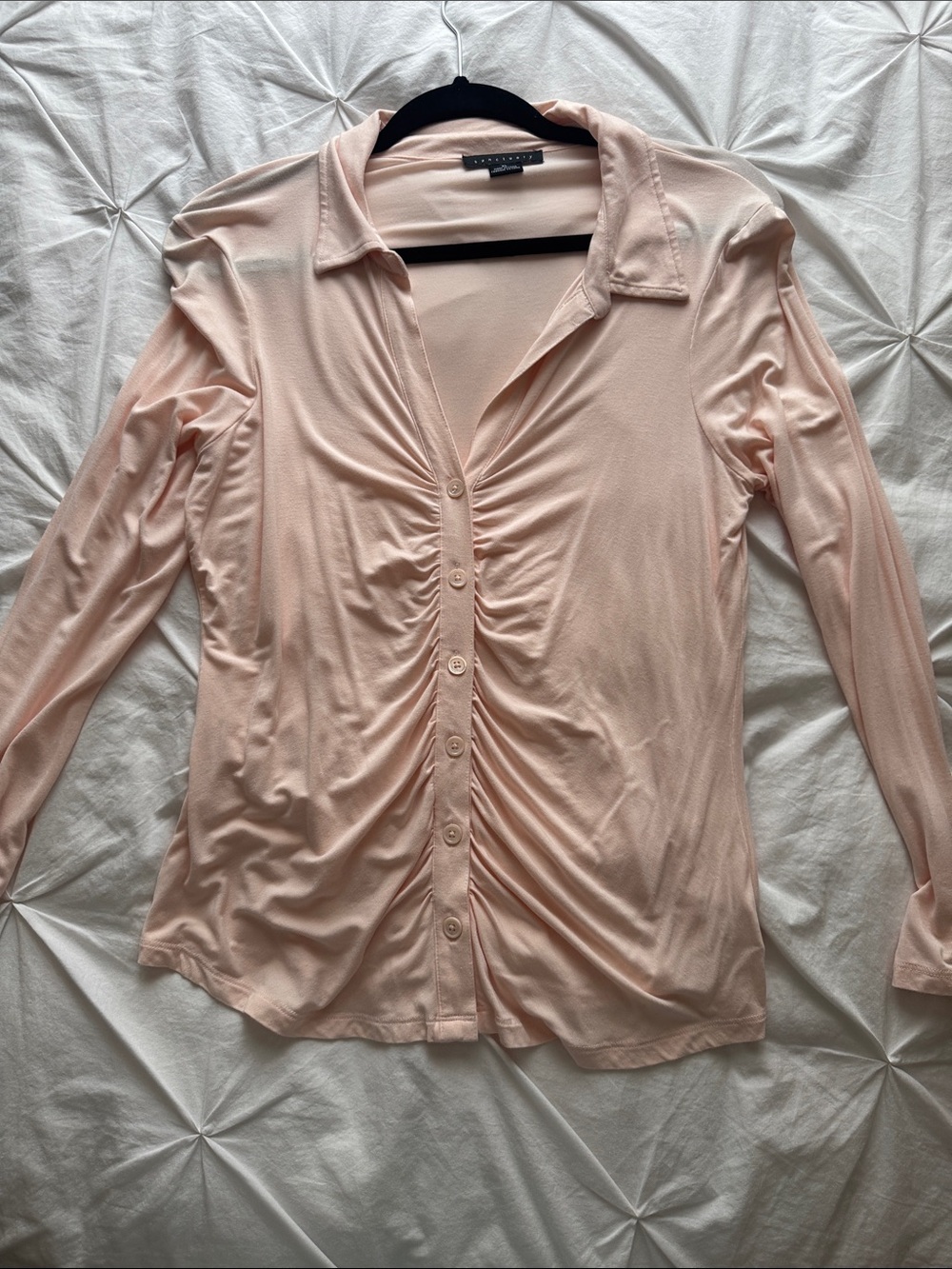 Sanctuary Light Pink Ruched Button-Front Women’s Top